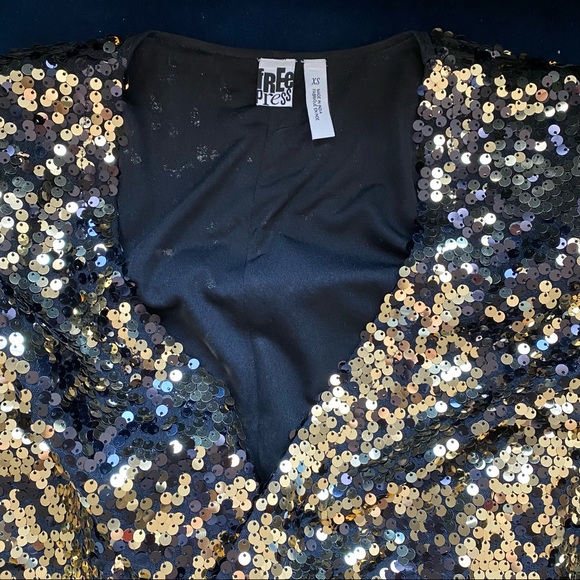 Free Press Gold Sequins Open Front Cropped Jacket - Picture 6 of 8